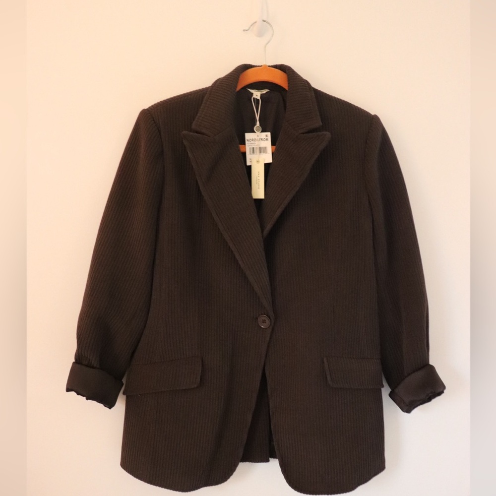 NWT Max Studio One-Button Corduroy Blazer - Chocolate Brown